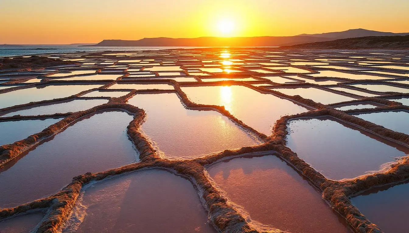 Gozo salt pans at sunset - filming location in Malta