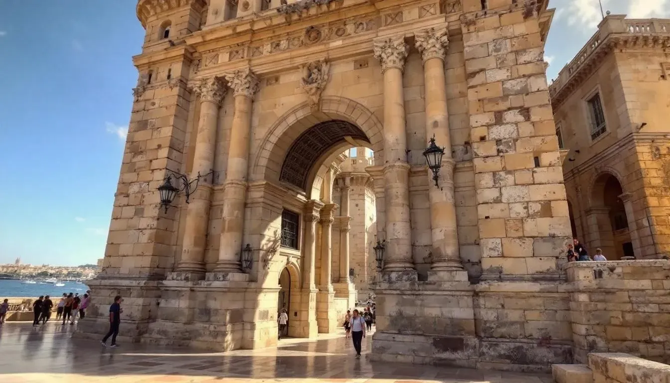 Baroque stone city gate - filming location in Malta